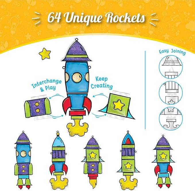 Imagimake Window Art Rocket | Low Mess Suncatcher Kit | 16 Pieces Glass Painting Set | Kids Activities Ages 5-8 | DIY Craft Kit | Birthday Gift for Boys & Girls Ages 5,6,7,8,9,10,12 Years Old