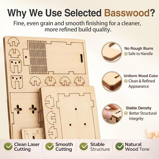 FM Radio Kit, STEM Toys for Ages 8-13, DIY Wooden 3D Puzzle to Build a Working FM Radio, Educational Science Kit for Kids 8-12+, 88-108 MHz