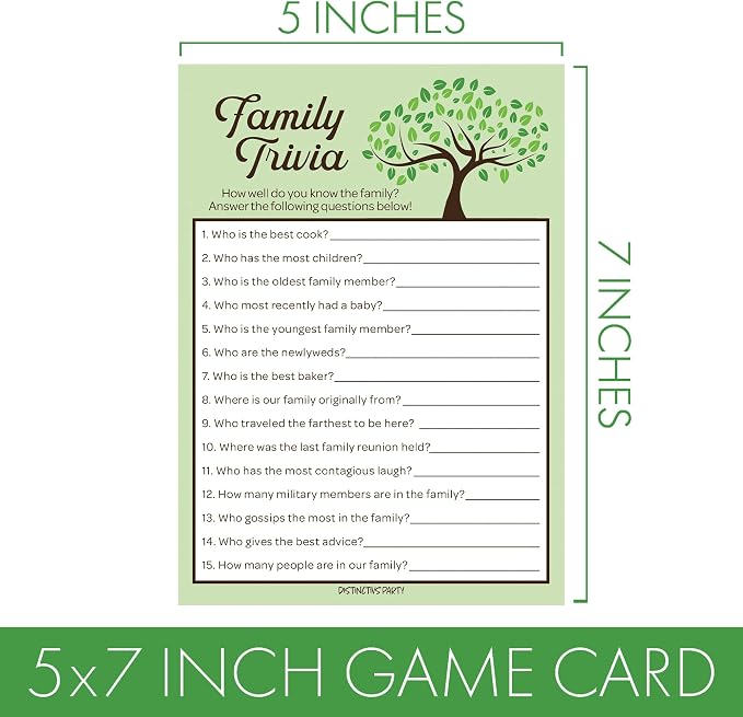 DISTINCTIVS Family Reunion Game Pack - Family Trivia, Most Likely to, Family Feud & Find the Family Member - 4 Game Set for 20 Guests
