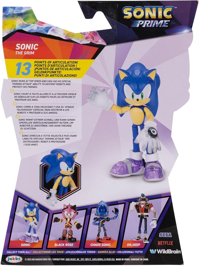Sonic The Hedgehog Prime 5-inch Sonic The Hedgehog - The Grim Action Figure 13 points of Articulations. Ages 3+ (Officially licensed by Sega and Netflix)