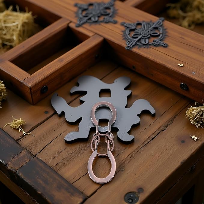2Pcs Red Copper Lock Puzzle Metal Ring Solution Intellectual Deduction Unlock Puzzle Brain Tease Unlock Horseshoe Buckle Gift, Assembly and Disentanglement Puzzles,Horse Shoe Puzzles,Brain Teasers