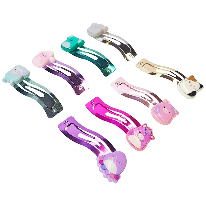 LUV HER Kids Hair Clips for Girls Squishmallows Snap Clips 8 Pack Multi Color Ages 8+