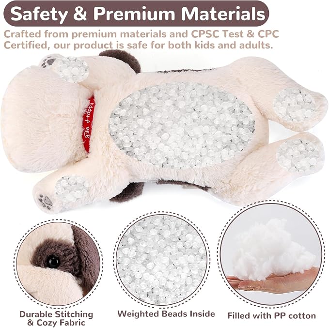 meowtastic Grey & White Dog Weighted Stuffed Animals - 28 Inch 5.0 Pounds Weighted Plush Dog Stuffed Animals - Large Stuffed Dog Plush - Cute Plush Toys Gifts for Kids & Adults (28" 5.0 lbs)