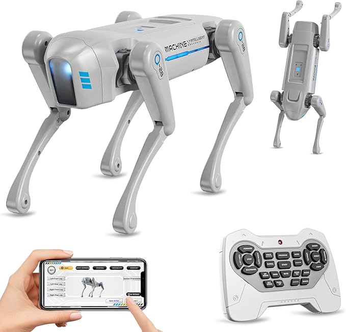 cxjoigxi Smart Robot Dog Toy, Interactive STEM Robotic Pet, Voice & Remote Control, App Programming, 30+ Actions, Bionic Walking, RC Dog Birthday Gifts for Kids Boys Girls Age 6+