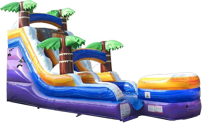 TentandTable Inflatable Water Slide for Kids and Adults, Commercial Grade Giant Blow Up Backyard Water Fun, Includes Electric Air Blower, 27' L x 9' W x 15' H, Tropical Purple Marble
