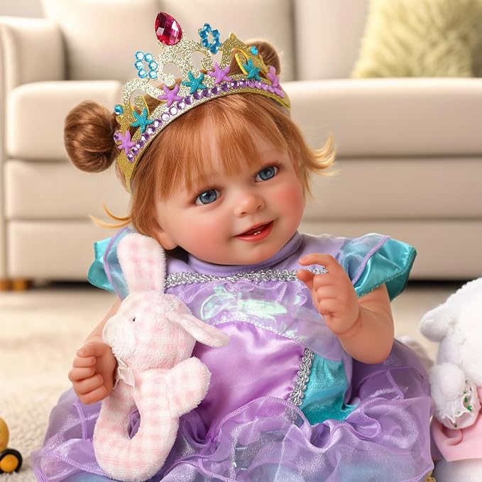BABESIDE Lifelike Reborn Baby Dolls Dara - 18 Inch Realistic-Newborn Baby Doll Brown Hair Girl Handmade Real Life Dolls with Clothes and Toy Accessories Gift for Kids Age 3+