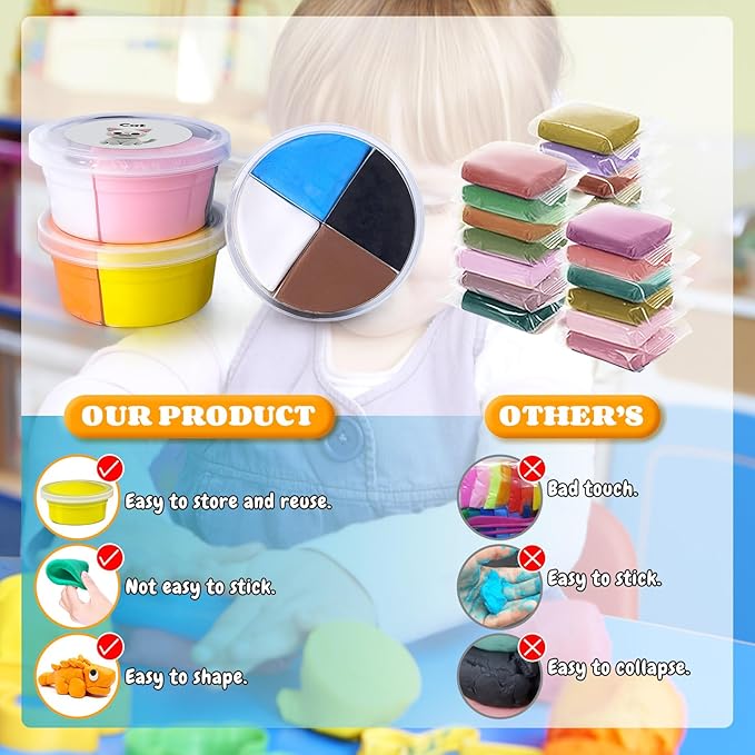 Air Dry Clay Kit for Kids, Animal Modeling Clay, DIY Model Magic with Sculpting Tools and Tutorial Cards