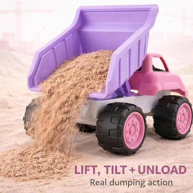 Liberty Imports Big Plastic Dump Truck in Pink Color for Toddlers and Girls - Large Tilting Dumper, Free Play Toy Vehicle for Kids Indoor and Outdoor Imaginative Play