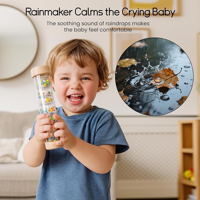 Rainmaker Rain Stick Musical Instrument for Babies, Toddlers and Kids, 8 Inch Rainfall Rattle Tube Rainstick Shaker Toy