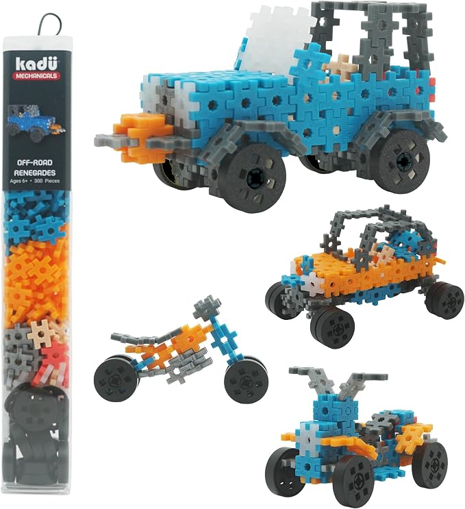 Mechanicals - Off-Road Renegades Blue - 300 Pieces STEM/STEAM Interlocking Connecting Building + Construction Toy, for Open + Imaginative Play Kids Ages 6+