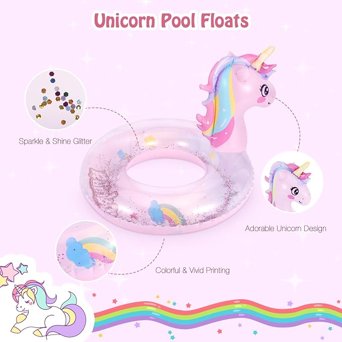 Moko Inflatable Swimming Rings, Pool Floats Swim Tubes Rings Round Shape Cute Cartoon Design Beach Water Lounge Inflatable Raft Party Supplies for Kids