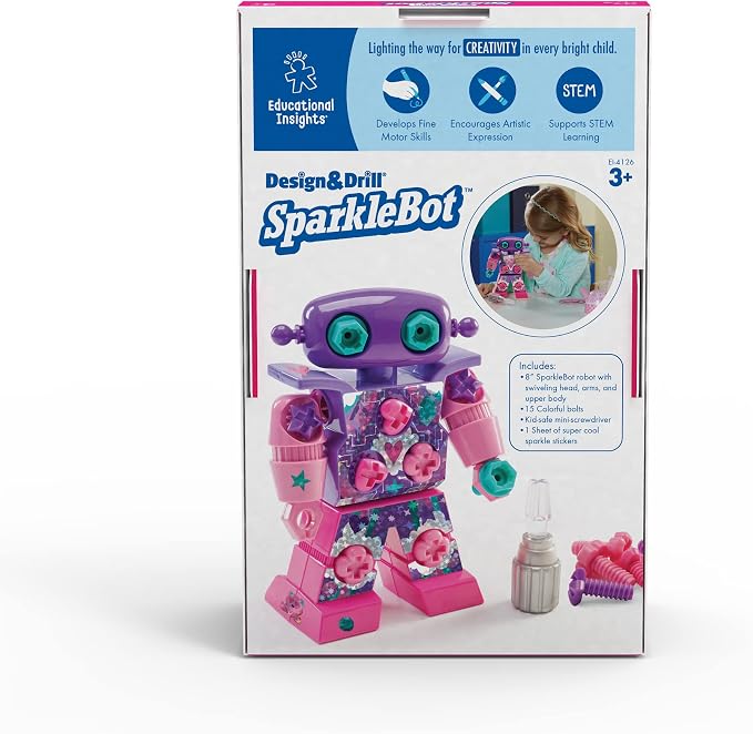 Educational Insights Design & Drill Sparklebot - Take Apart Robot Toy, STEM Building Toys for Kids, Toddler Screwdriver Toy Set, Robot Building Kit, STEM Toys for 3+ Year Old Toddlers