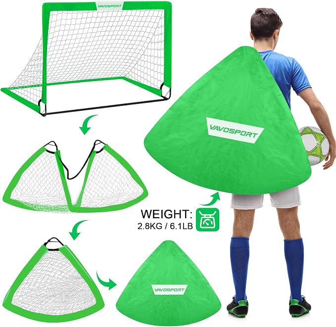 Kids Soccer Goals for Backyard Set - 2 of 4' x 3' Portable Soccer Goal Training Equipment, Pop Up Toddler Soccer Net with Soccer Ball, Soccer Set for Kids and Youth Outdoor Games, Sports, Play