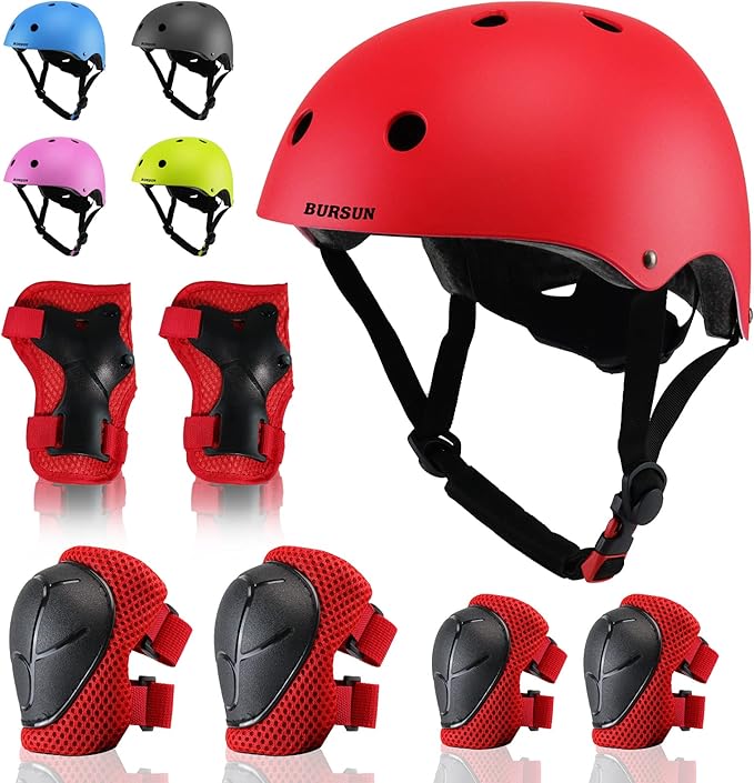 Kids Bike Helmet Adjustable Toddler Bike Helmets for Kids 2-5-8/8-14 Years with Knee Elbow Wrist Pads for GirlsBoys Youth Skateboard Bicycle Helmet for Scooter Roller Skating Balance Bike