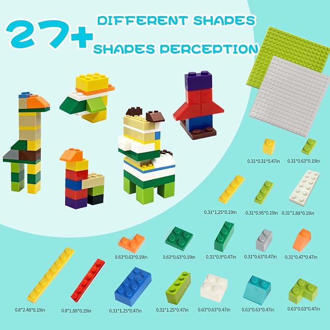 Building Bricks Compatible with Lego Classic, 500 Pieces Basic Bulk Building Blocks in Random Color