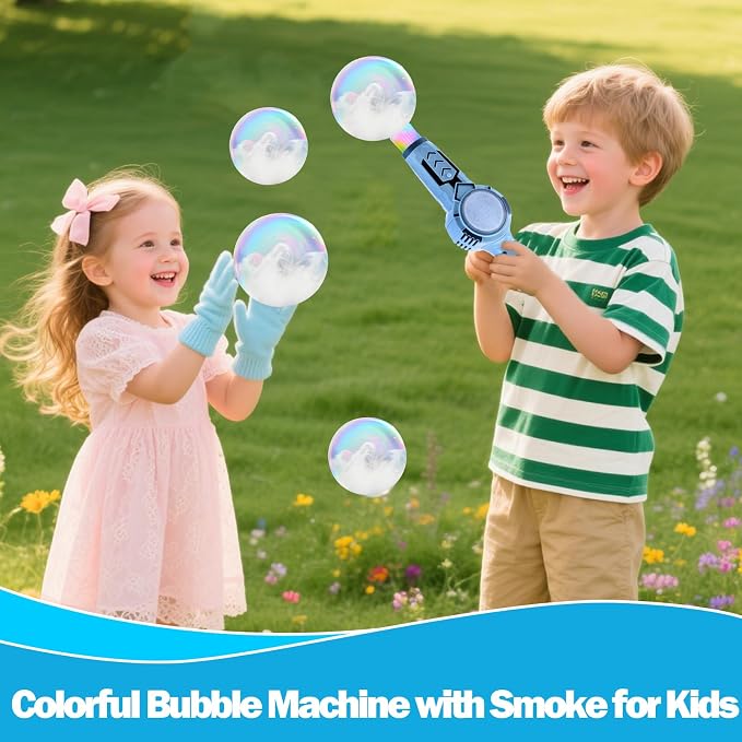 Vodolo Colorful Bubble Machine with Smoke for Kids