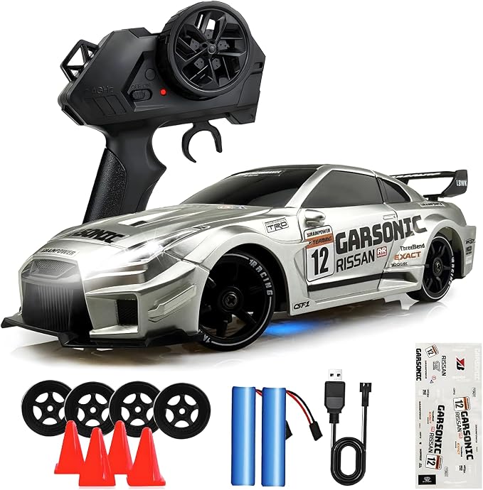 HTURCCOP 1:24 RC Drift 2.4GHz with LED Light Race Car Toys for Boys and Girls Aged 6+ Speed Adjustable up to 23Km/H, High-Speed RC Racing Cars Toy Gift for Boys & Girls
