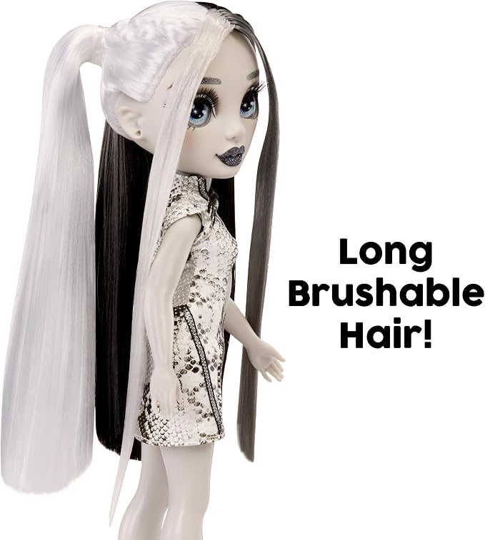 Rainbow High Shadow High Heather - Grayscale 11” Fashion Doll. Black and White Hair & Outfit & Handbag