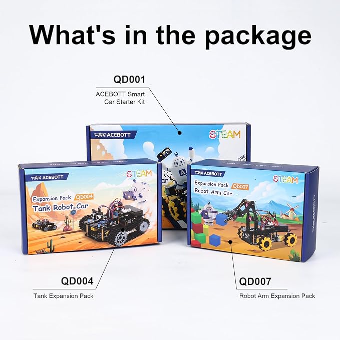 4 in 1 Robotics for Kids Ages 12-16, Smart Robot Arm with 5DOF + Tank Car, STEM Toys Compatible with Arduino & Scratch & Python, App & Remote Control, Gift for Kids & Teens & Adult