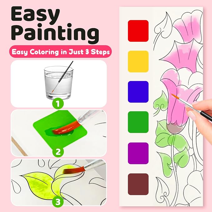 Water Coloring Book,Paint with Water Books for Kids Ages 3-5,Watercolor Painting Book for Toddlers 4-6,Creative Arts and Crafts & Airplane Travel Essentials for Boys Girls