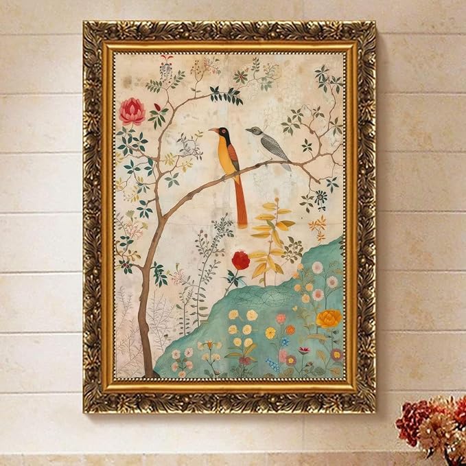 Paint by Numbers for Adults and Kids Beginner, Vintage Persian Birds Flowers Painting by Number Kits On Canvas, Number Artist Paint by Number Kit Oil Painting Acrylic Paints, Home Wall Decor Gift