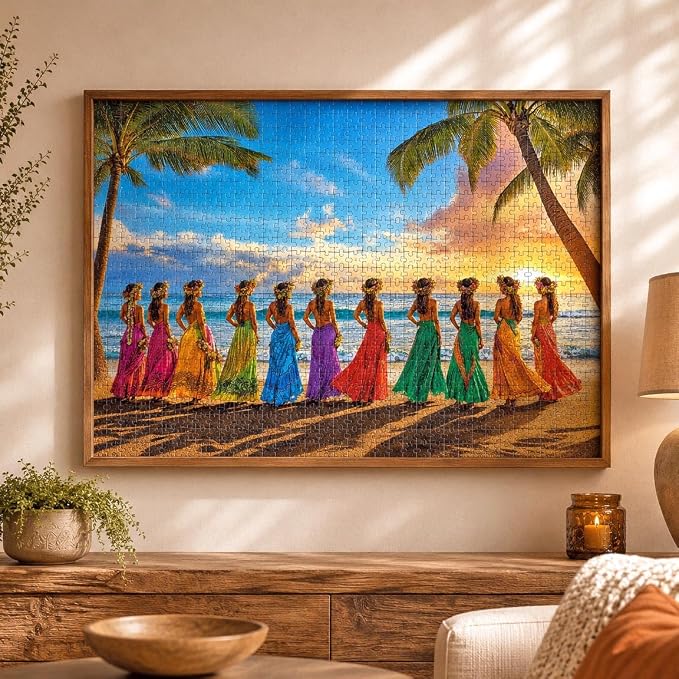 Cross & Glory - Aloha Harmony: Colors of the Pacific - 1000 Piece Jigsaw Puzzle for Adults | Best New Island Sunset Puzzle | Vibrant Polynesian Artwork | Immersive Puzzle Experience