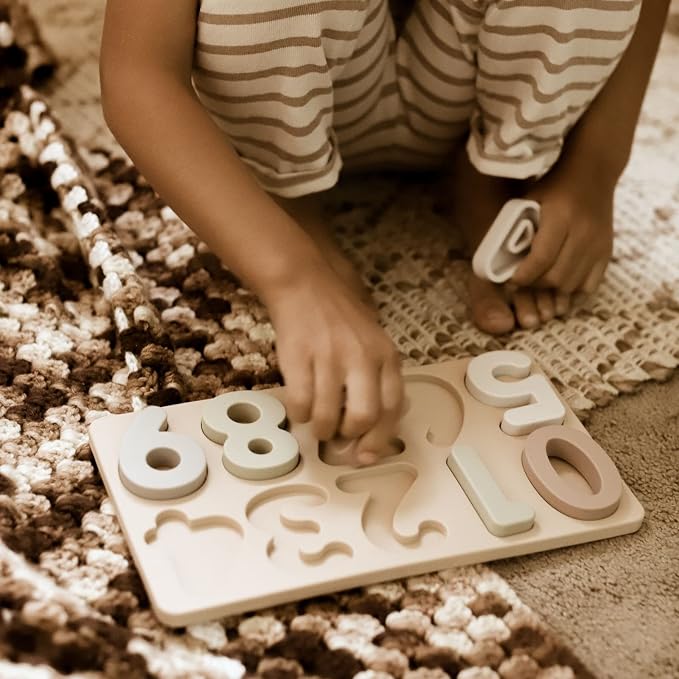 Ali+Oli Baby Soft Silicone Number Puzzle Toys for Toddlers (11 Piece Set) - Montessori Learning Puzzle - Silicone Number Shape Sorter Toy