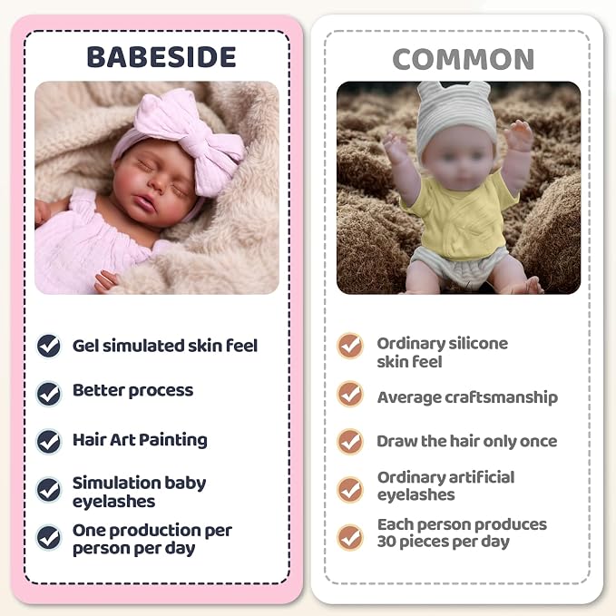 BABESIDE Lifelike Reborn Baby Dolls Daisy Black Girl- 12 Inch Body Realistic-Newborn Handmade Real Life Baby Dolls with Clothes and Toy Gift for Kids Age 3+