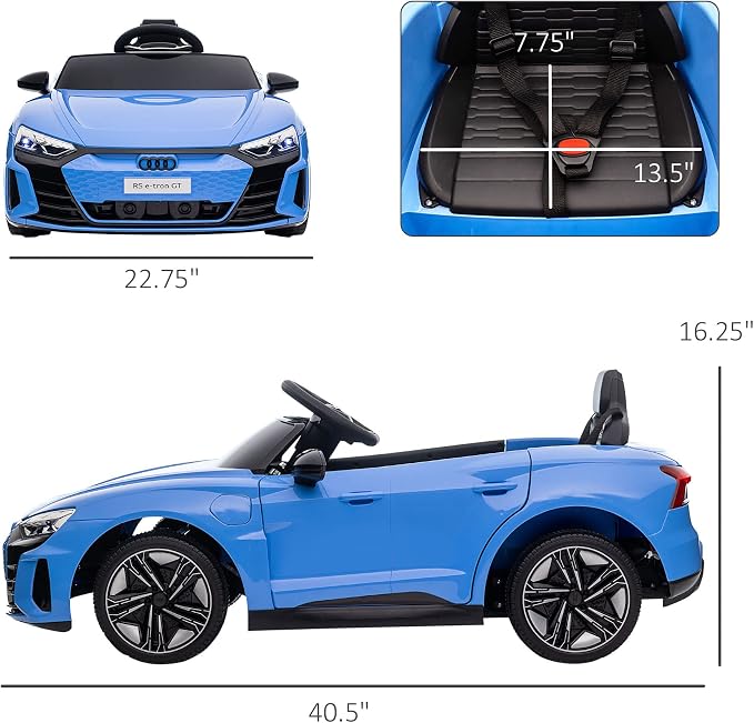Aosom Licensed Audi RS e-tron GT 12V Ride On Car Truck for Kids, Electric Car Ride On Vehicle w/Parent Remote Control, Music, Lights, for Toddlers, Blue