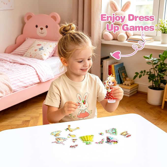 PainZieteg Magnetic Dress Up Dolls,Paper Dolls for Girls, Kids DIY Princess Magnetic Dress-Up Doll for Girl Birthday (Cake Elf)