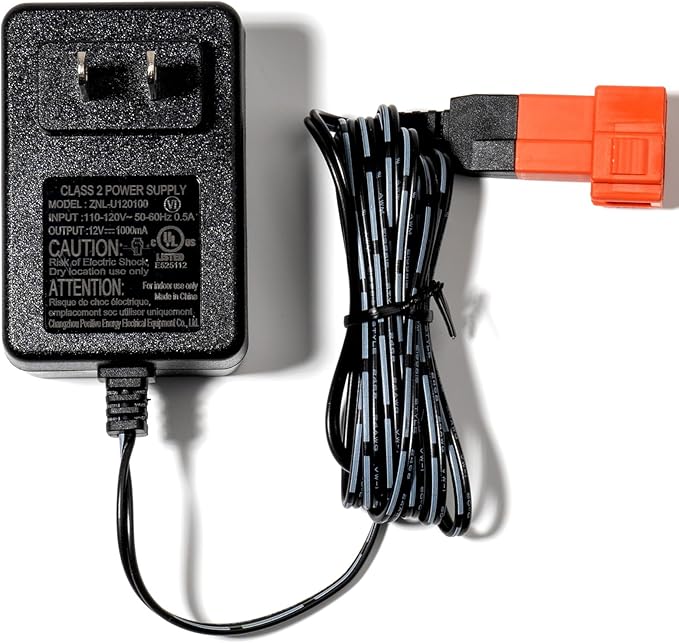 12 Volt Battery Charger for Ride On Toys and Battery Wire 12V Kids Ride On Car Charger,12V Electric Car Riding Toy Battery Power and Charging Socket Adapter Square Plug