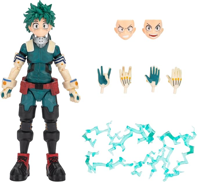 Total Anime Izuku Midoriya - 6.5-Inch Scale Figure with Swappable Faceplates, Alternate Hands, and Energy Effects
