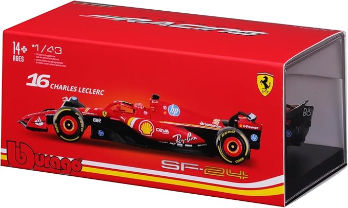 Bburago 1:43 Scale Die-Cast Ferrari SF-24 with Helmet (2024), Leclerc #16