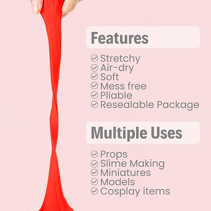 BOHS Red Modeling Foam Clay - 1.1 Lbs, Squishy,Soft, Air Dry -for Flower Mirror,Cosplay,Fake Bake, Slime Supplies-500g