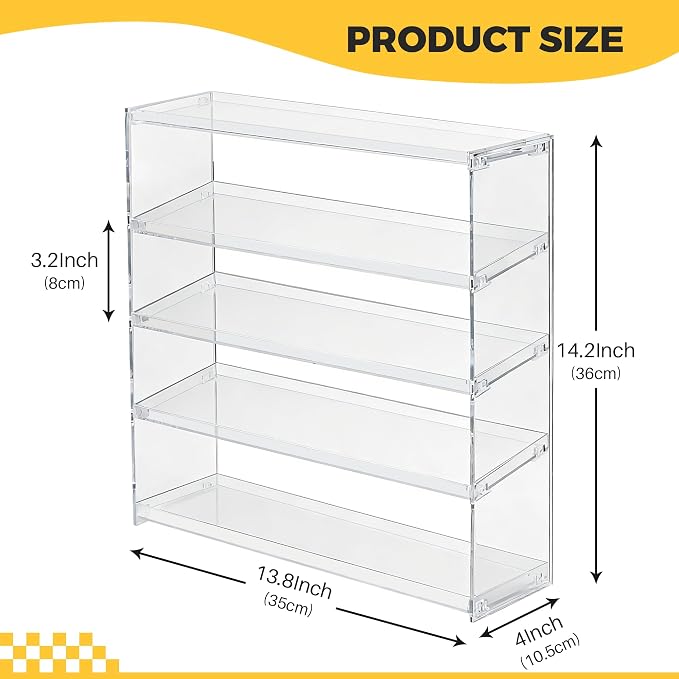45+ Toy Cars Display Case, 5 Tier Plastic Wall Mount Storage Case for 1:64 Scale Toy Cars & Matchbox Cars, Diecast Cars Storage Organizer, Toy Car Display for Collectors & Kids