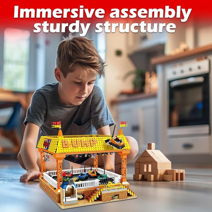 Sosuy Bumper-Cars Building Set, Toys for Boys Electric Control Race Car, City Amusement Park Construction, Birthday for Adult Teen Girl Kid Age 8+, Architecture Theme Display 1840pcs
