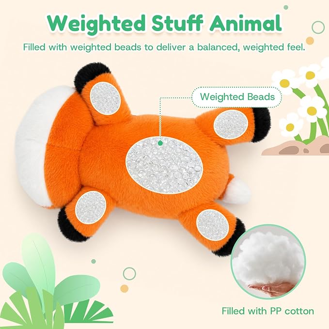 Fox Weighted Stuffed Animal, Soft Plush Toy Gift (10.6 Inch, 0.7 Lbs)