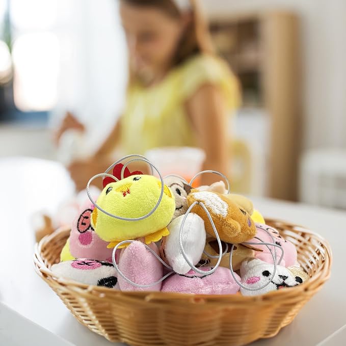 40 PCS Mini Farm Animal Plush Toys Set Cute Small Animal Stuffed Keychain for Party Favors Keychain Ornament for Goody Bag Easter Egg Stuffers Carnival Birthday Party Classroom Prizes 20 Styles