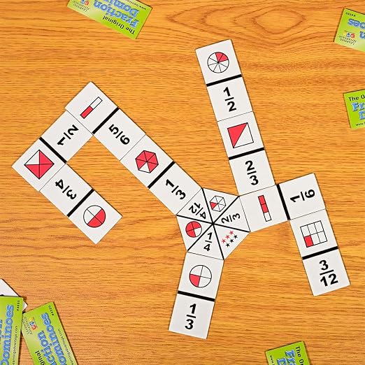 LEARNING ADVANTAGE The Original Fraction Dominoes | Homeschool Learning Fraction Game | 45 Dominoes | Math Manipulative for Kids | Teach Equivalents, Addition and Subtraction