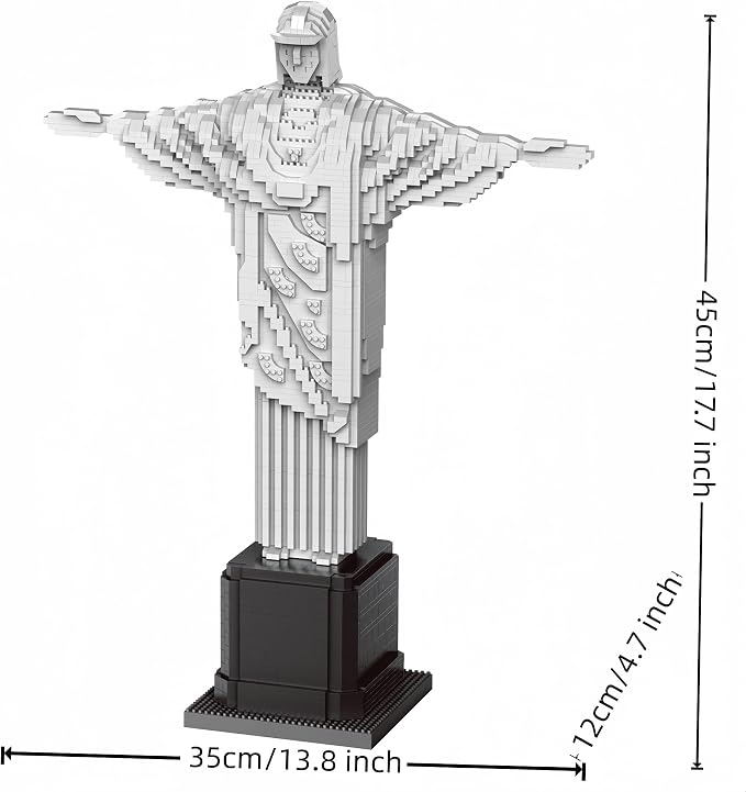 18 Inch Jesus Christ Redeemer Cross Micro Building Blocks - 2700 Pieces Serene Religious Figure, Mindful Stress Relief Hobby, Ideal Christian Gift for Home Decoration & Hobbyists