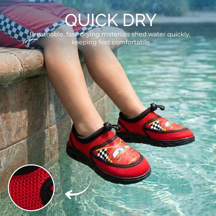 Toy Story Cars Boys Water Shoes Kids Sandals Lightning McQueen Woody Buzz Lightyear Monster Jam Grave Digger Pool Aqua Socks Bungee Waterproof Quick Dry 5-10 Toddler 11-12 Little Kid