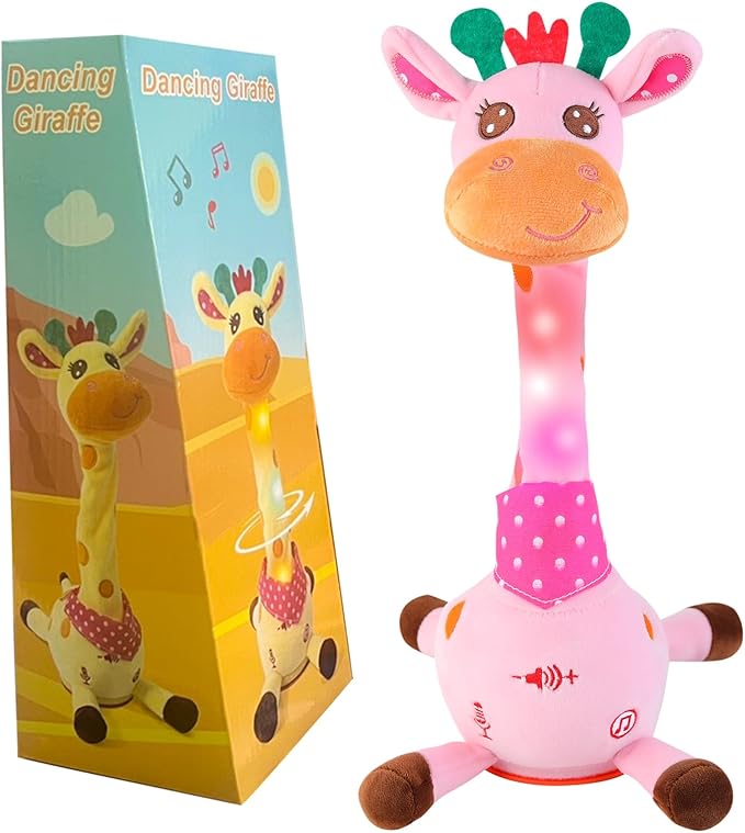Emoin Dancing Talking Giraffe Toy for Baby Toddler, Dancing Giraffe Toy Singing Mimicking Recording Repeating What You Say with LED English Sing for Boys Girls Gift, 15 Second Recorde