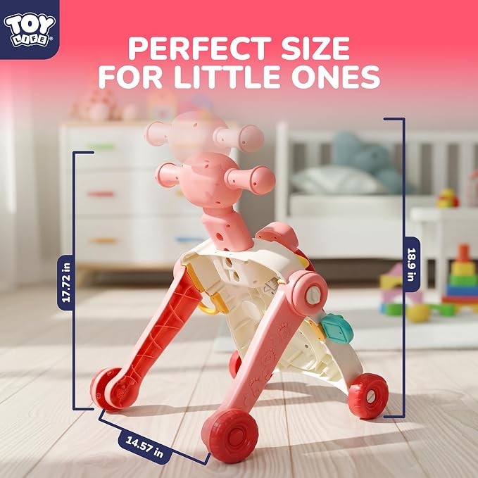 TOY Life Baby Push Walker, Activity Center Baby Girl Walker Toy with Steering Wheels, Sit to Stand Learning Walker Baby Toys 6-12 Months, Walking Toys for 1 Year Old Girl Boy Toddler