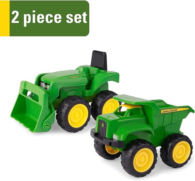 TOMY John Deere Vehicle Set - Includes Dump Truck and Tractor Toy with Loader for Sandbox - Kids Outdoor and Construction Toys - 6 Inches - 2 Count- Ages 18 Months and Up
