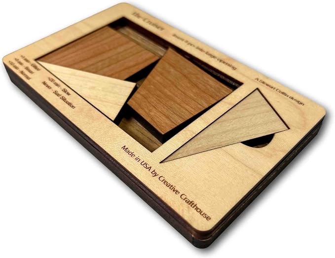 Creative Crafthouse Cruiser Stewart Coffin 4 Piece Wood Packing Puzzle | Design number 167, built in our Florida workshop. A deceptively tough fit that makes a fine desk gift for serious solvers