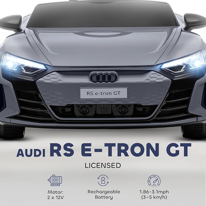 Aosom Licensed Audi RS e-tron GT 12V Ride On Car Truck for Kids, Electric Car Ride On Vehicle w/Parent Remote Control, Music, Lights, for Toddlers, Gray