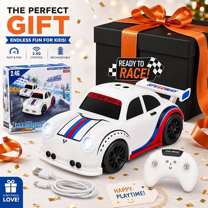BYTEWAR 3-in-1 Smart RC Car, Smart-Follow RC Drift Car with One-Key Auto Showcase Simulated Sounds and Headlights,USB-C Rechargeable, Kids Toys for Age 3+