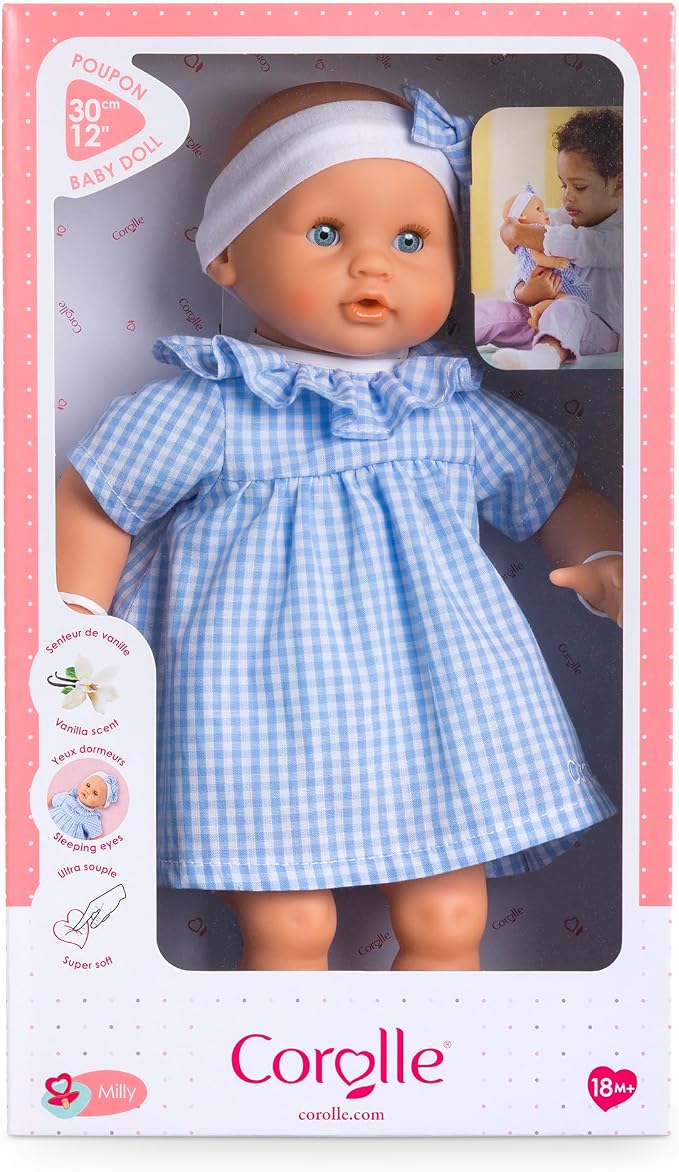 Corolle Premier Poupon Câlin - 12" Soft Baby Doll with Vanilla Scent, Pink Outfit & Sleeping Eyes for Girls Ages 18 Months+, Cute Reborn Realistic Baby Dolls for 2 Year Old Girls