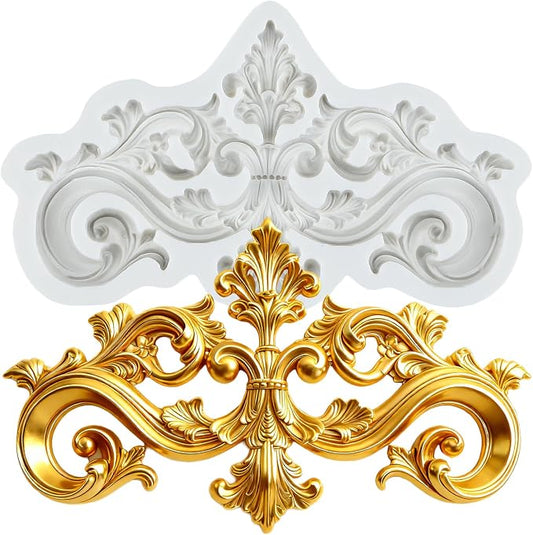 Baroque Curlicues Scroll Lace Silicone Mold Vintage Relief Flower Lace Filigree Polymer Clay Molds for DIY Crafts Epoxy Resin Casting Air Dry Polymer Clay Plaster Jewelry Making