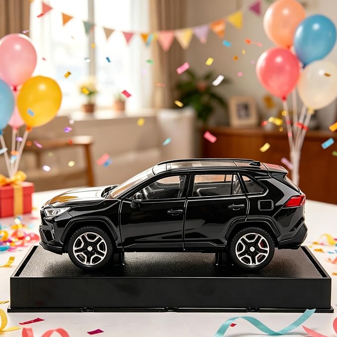 Model Car 1/32 Toy Car Alloy Diecast Collectible Model with Light and Sound Toy Vehicle for Boys Kids Toddler Gift Black car